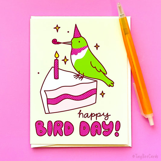 Hummingbird Birthday Card "Happy Bird-Day"