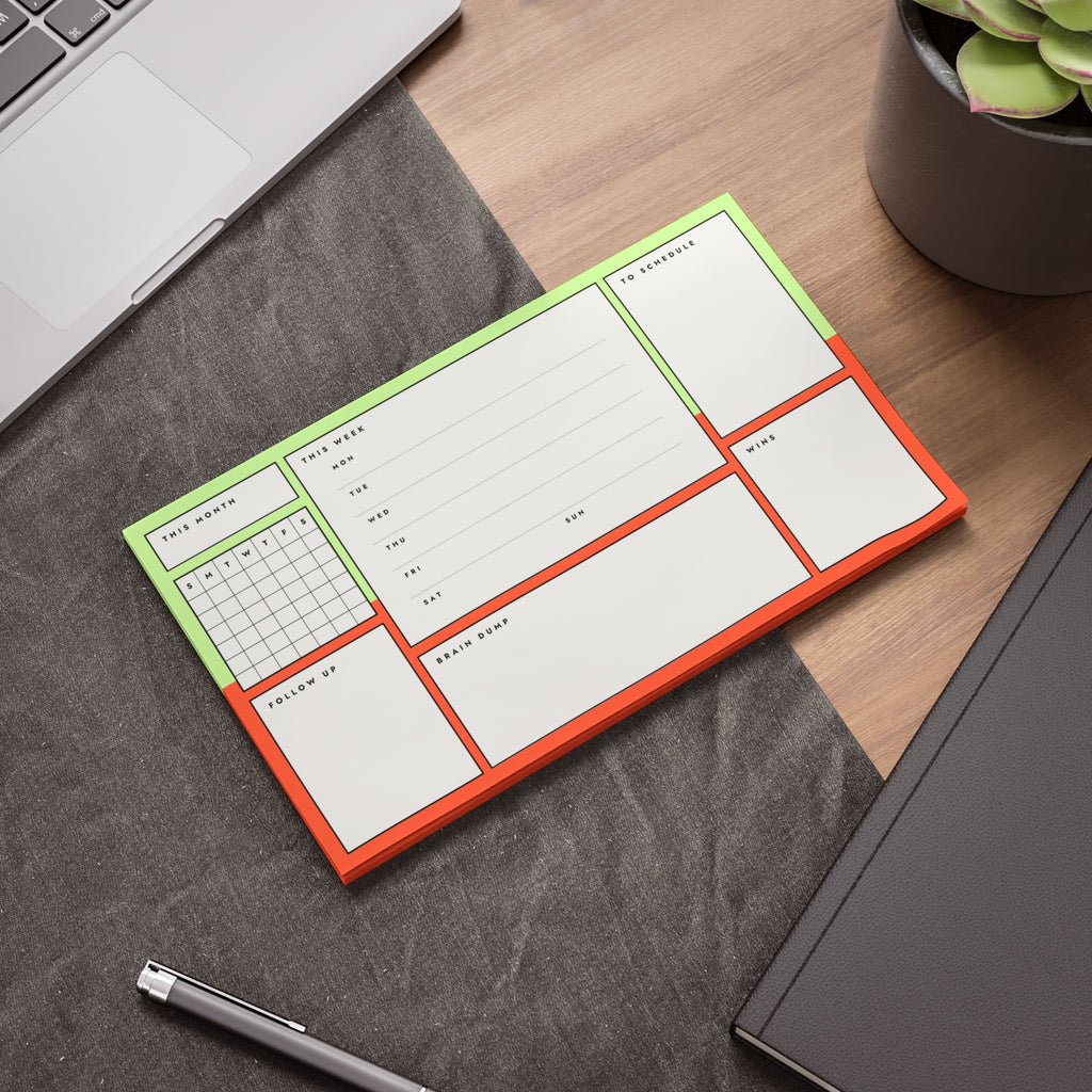 Post-it Note Pad — Weekly Planner & Daily Task Organizer (To-Do, Follow Up, Brain Dump)