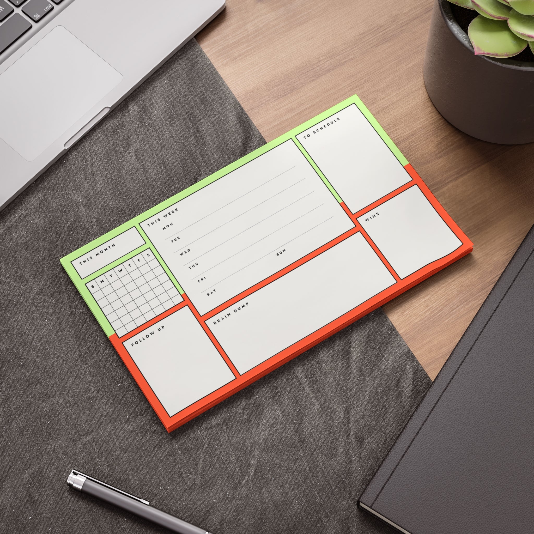 Post-it Note Pad — Weekly Planner & Daily Task Organizer (To-Do, Follow Up, Brain Dump)