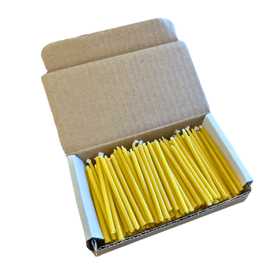 Hand-Dipped Pure Beeswax Birthday Candles (Box of 108) | Foxhound Bee Company