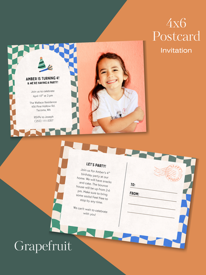 Checkered Invitation Suite | Personalized Digital Download