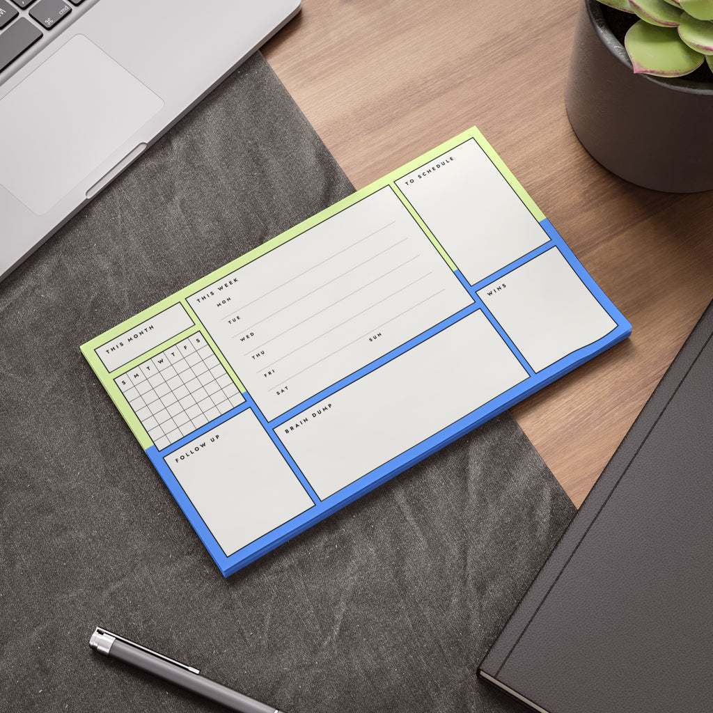 Post-it Note Pad — Weekly Planner & Daily Task Organizer (To-Do, Follow Up, Brain Dump)