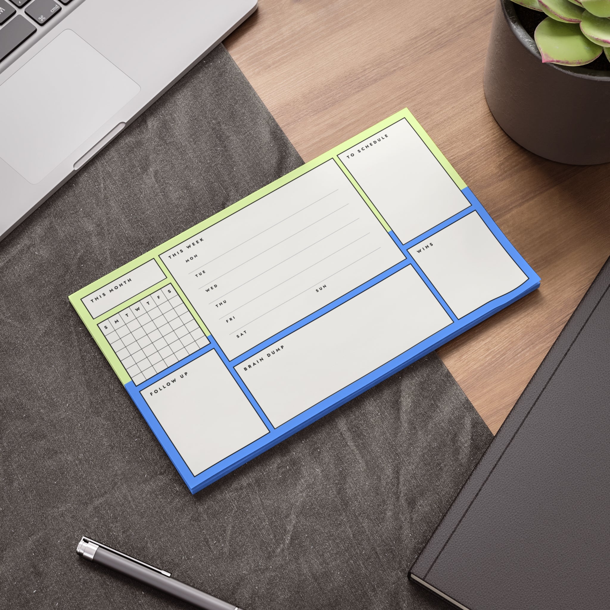 Post-it Note Pad — Weekly Planner & Daily Task Organizer (To-Do, Follow Up, Brain Dump)