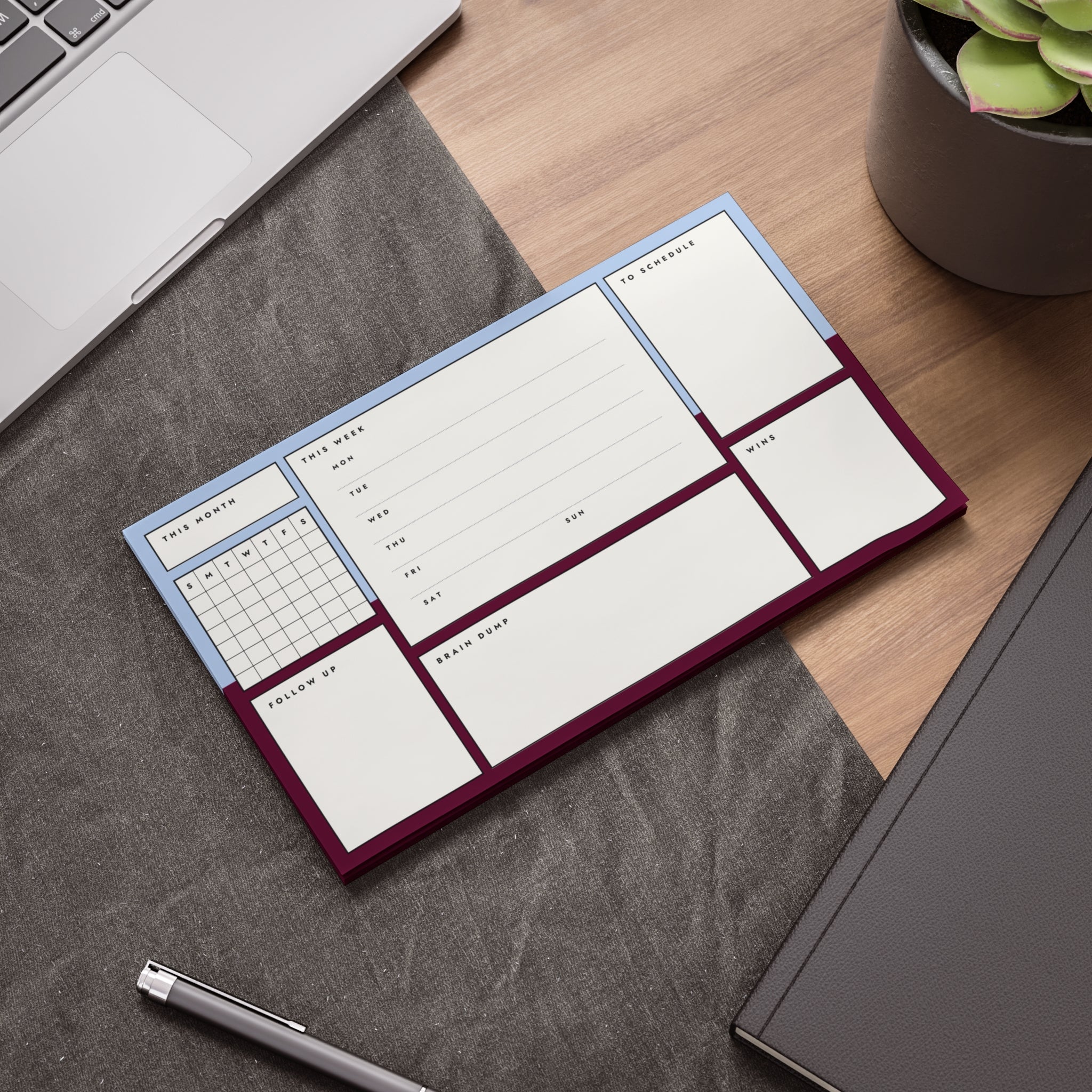Post-it Note Pad — Weekly Planner & Daily Task Organizer (To-Do, Follow Up, Brain Dump)