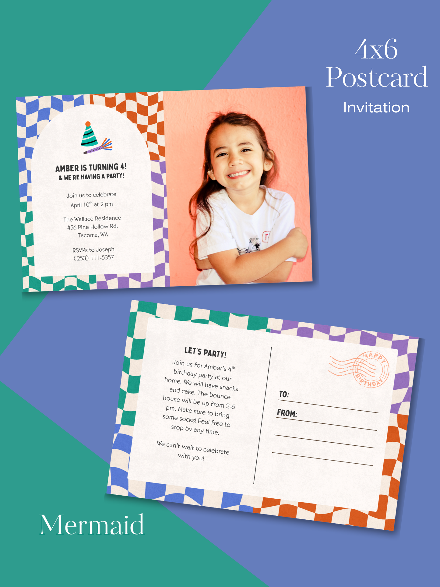 Checkered Invitation Suite | Personalized Digital Download
