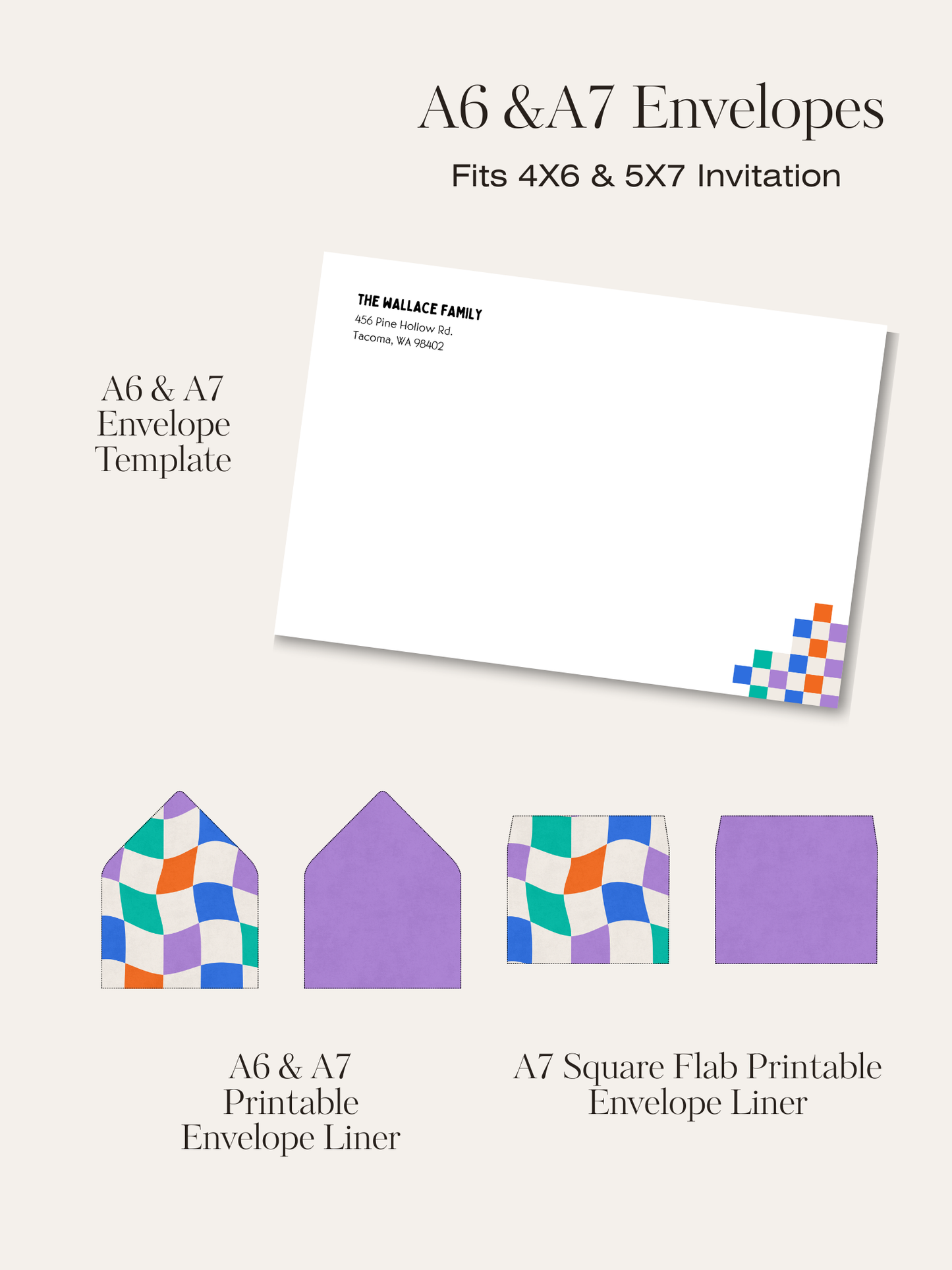 Checkered Invitation Suite | Personalized Digital Download