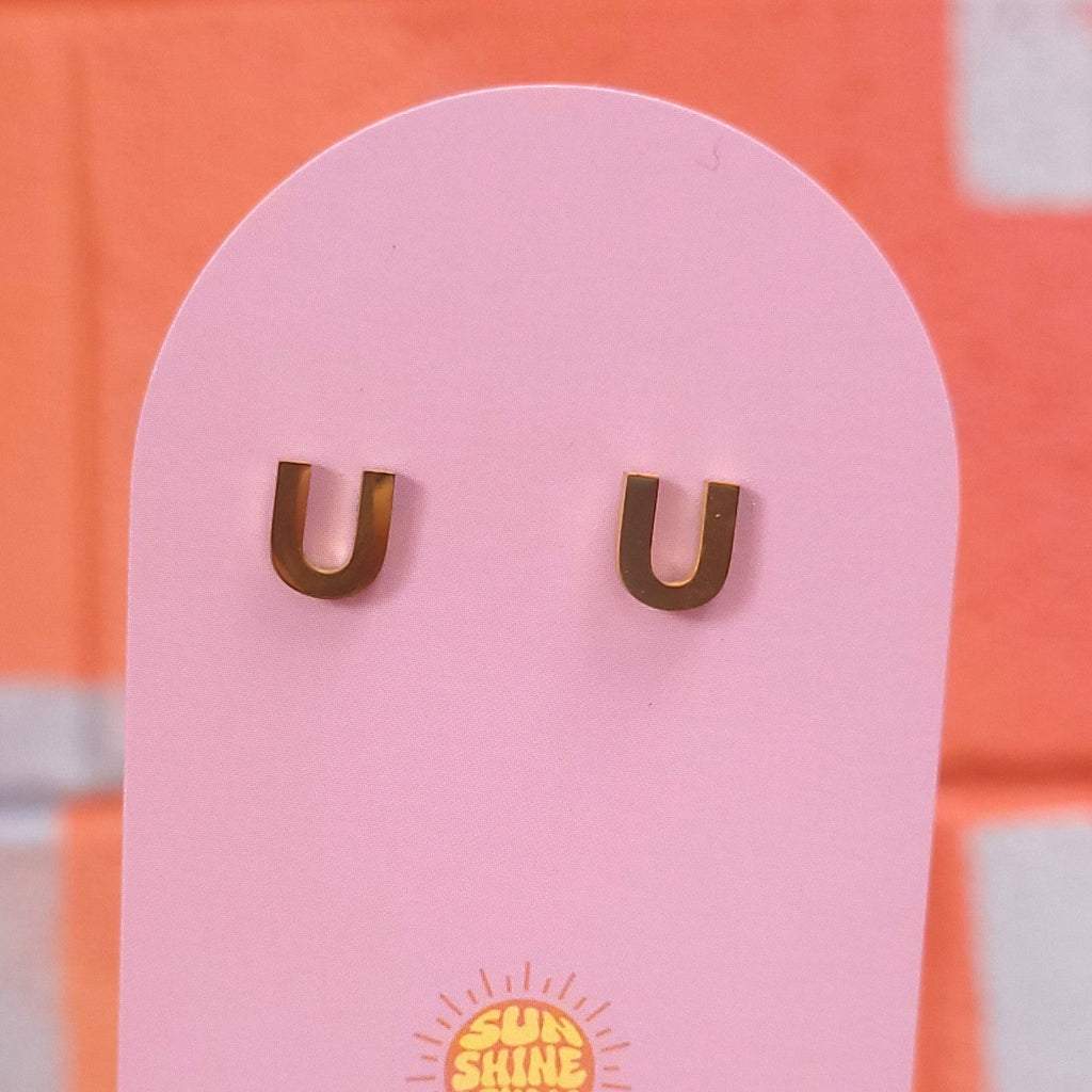 Initial Stud Earrings