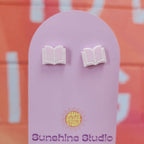 Open Book Tiny Stud Earrings