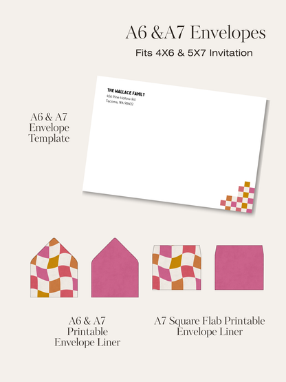 Checkered Invitation Suite | Personalized Digital Download