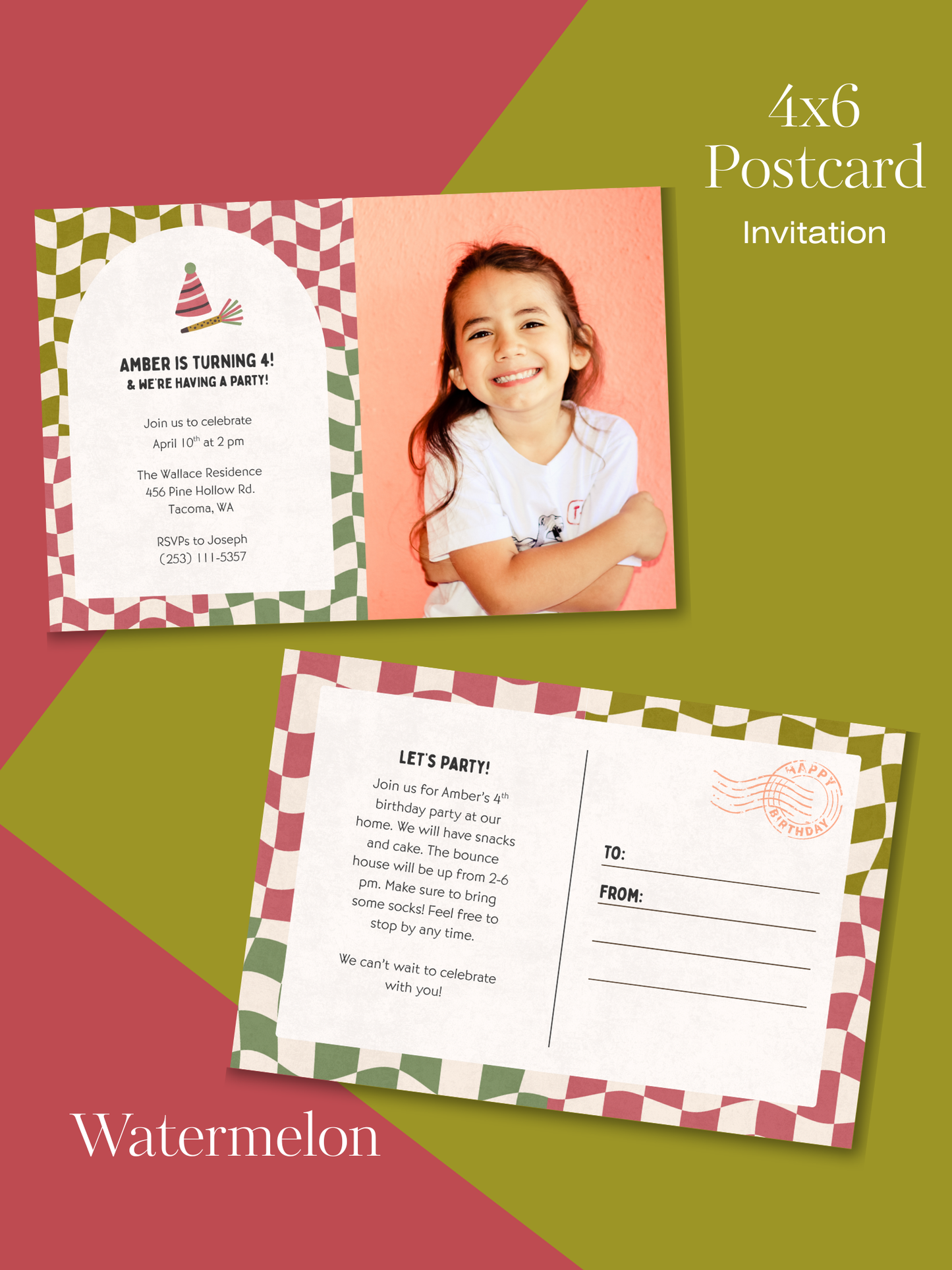 Checkered Invitation Suite | Personalized Digital Download