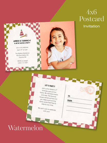 Checkered Invitation Suite | Personalized Digital Download