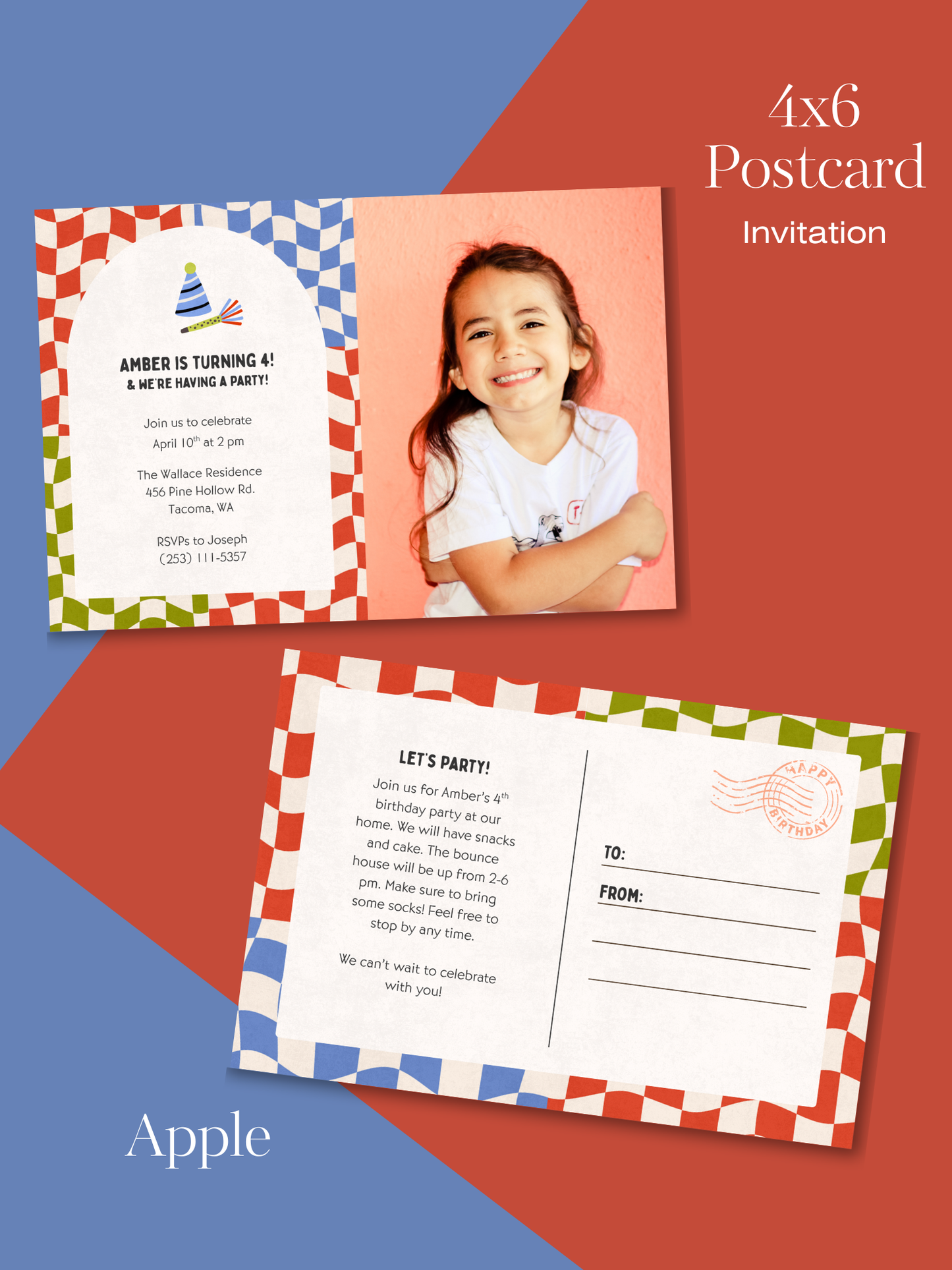 Checkered Invitation Suite | Personalized Digital Download