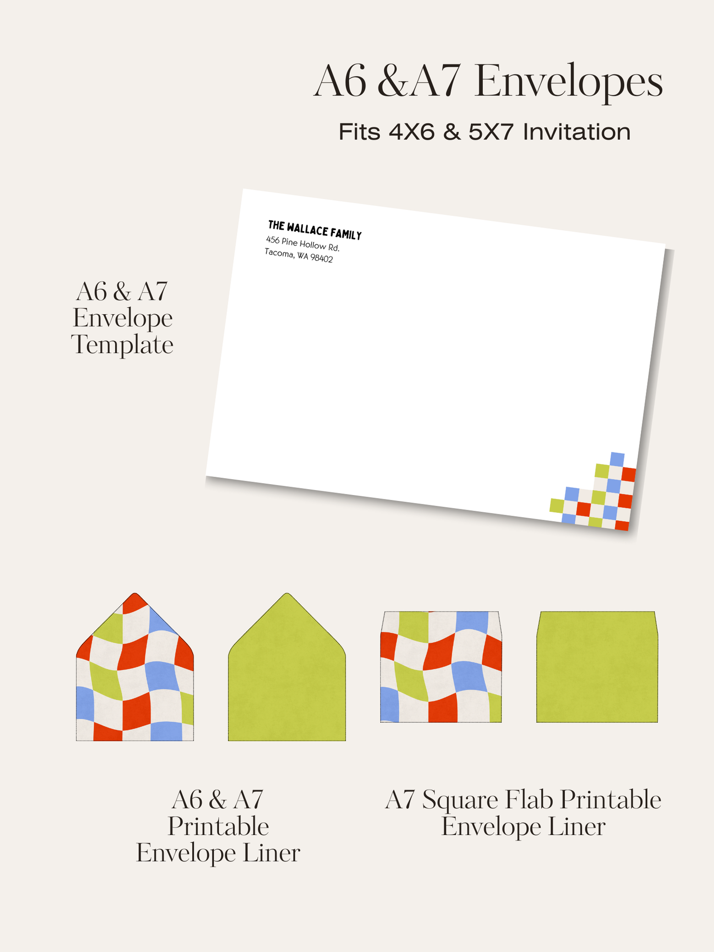 Checkered Invitation Suite | Personalized Digital Download