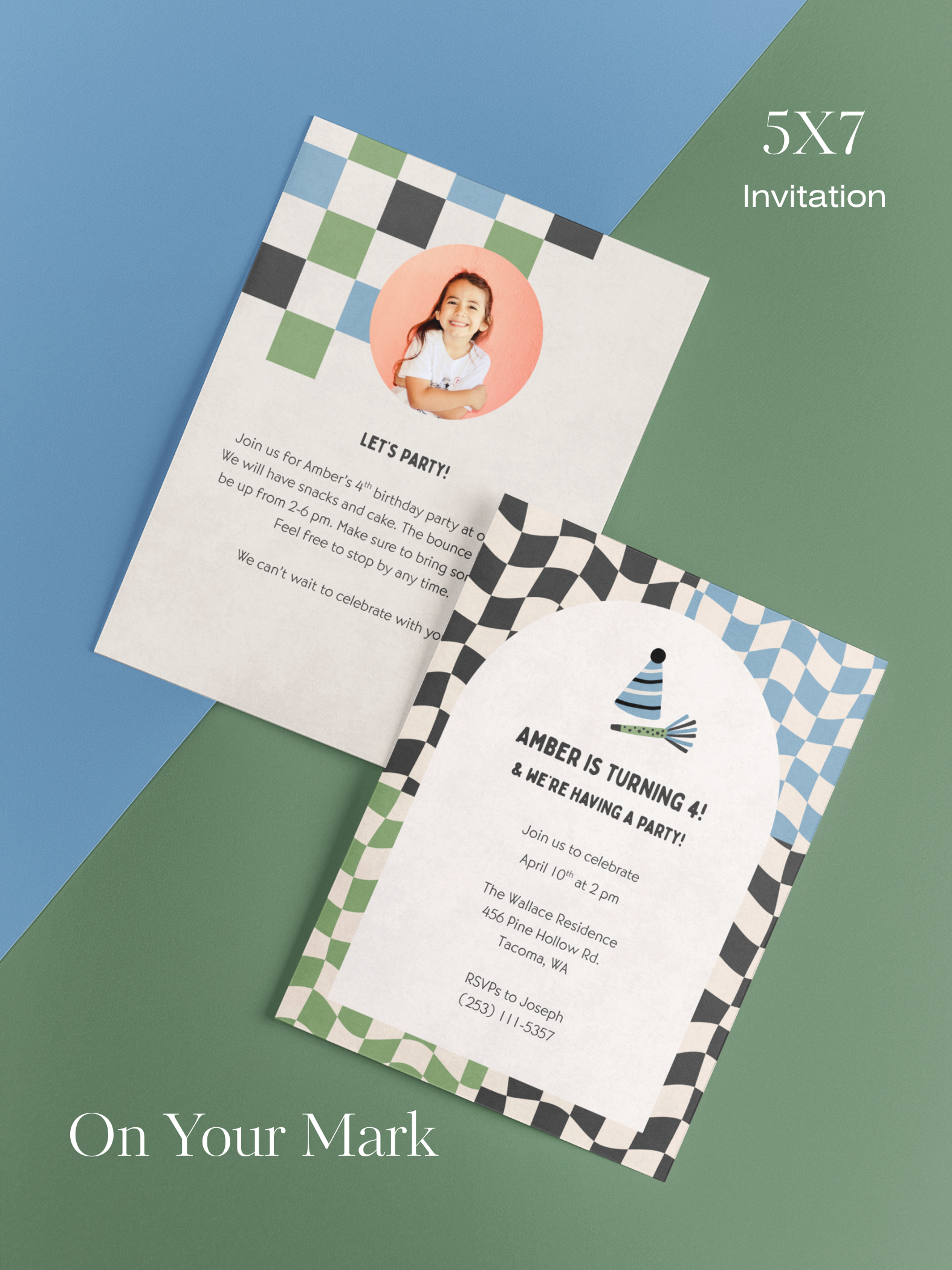 Checkered Invitation Suite | Personalized Digital Download