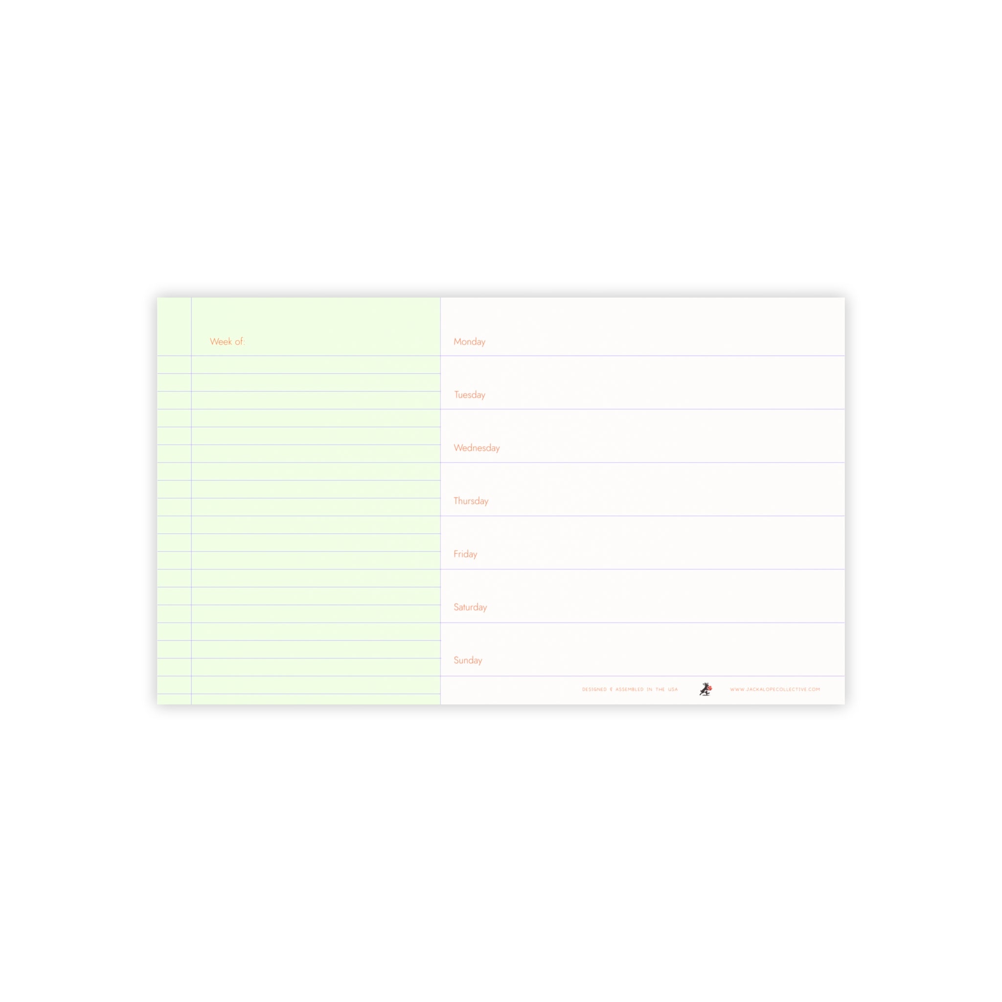 Weekly Planner Note Pad — Spring Grass