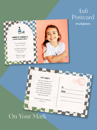 Checkered Invitation Suite | Personalized Digital Download