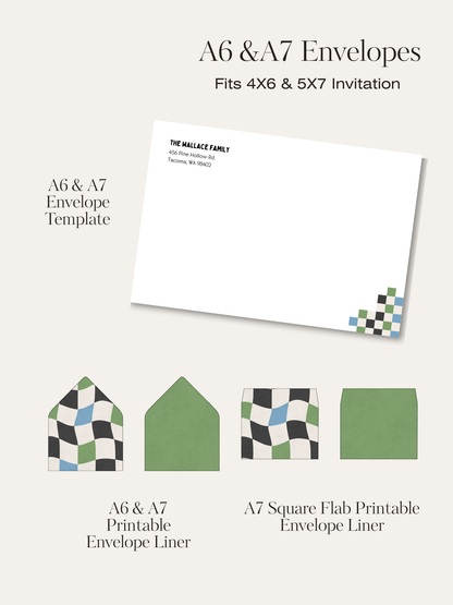 Checkered Invitation Suite | Personalized Digital Download