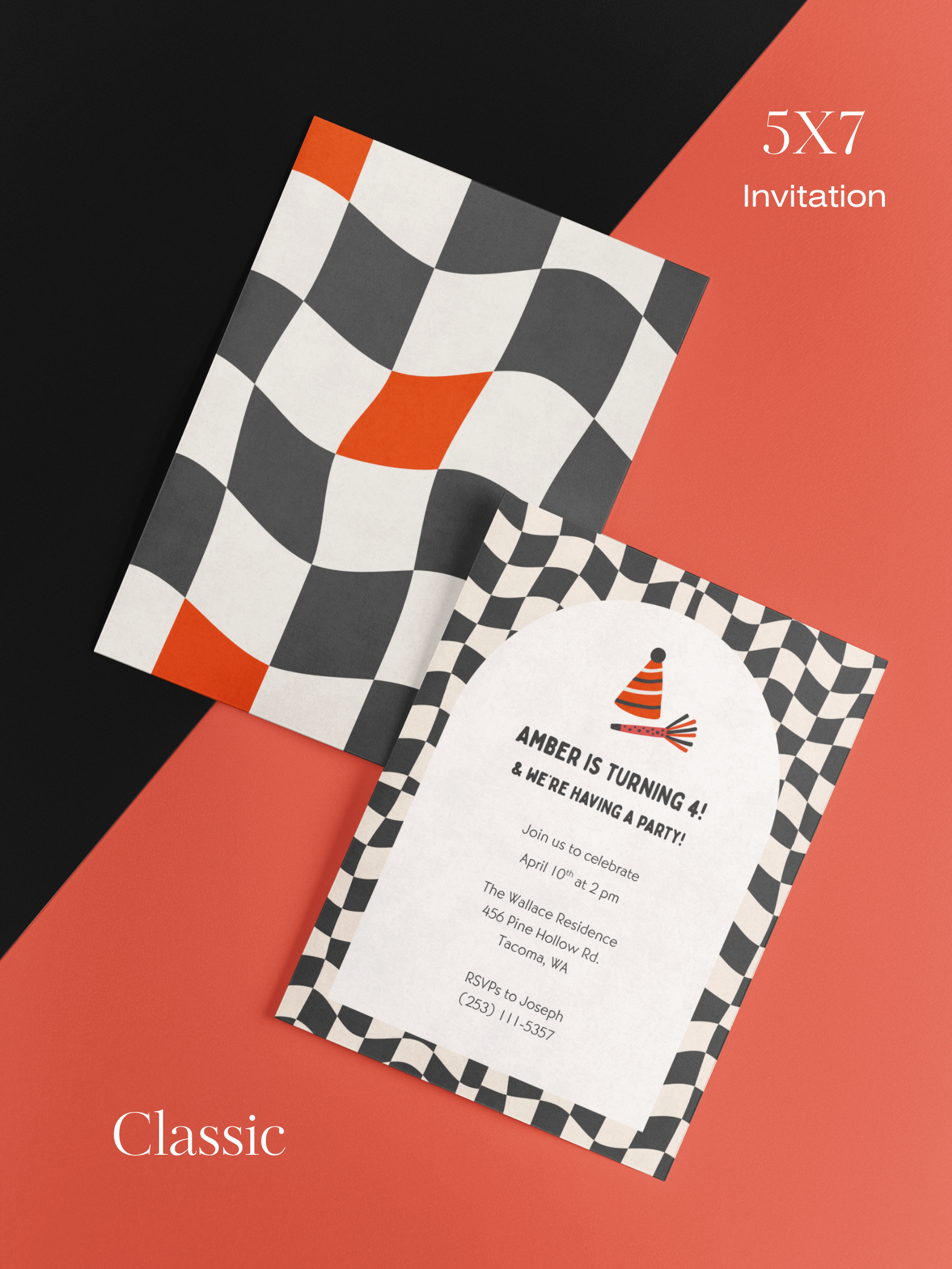 Checkered Invitation Suite | Personalized Digital Download