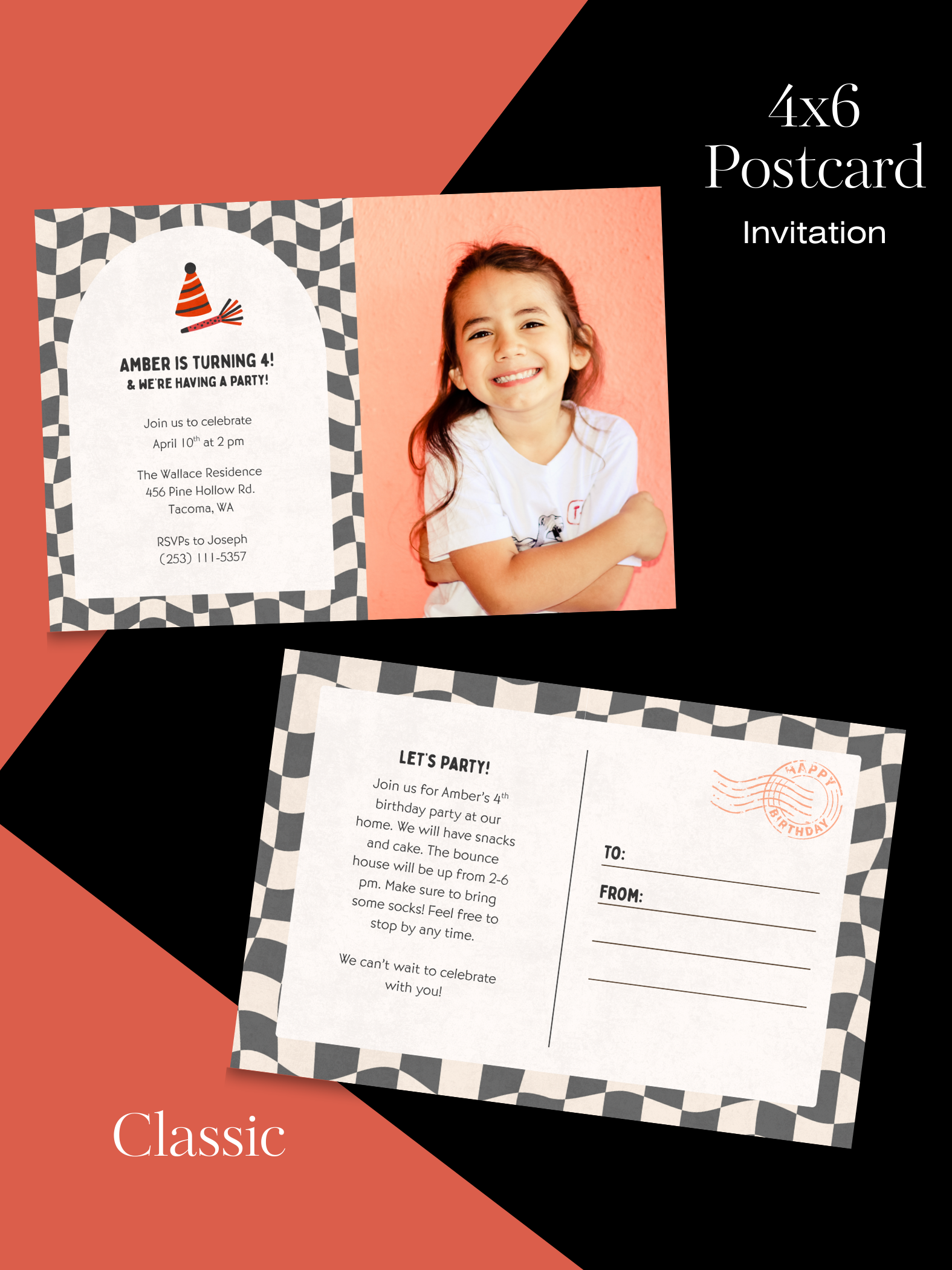 Checkered Invitation Suite | Personalized Digital Download