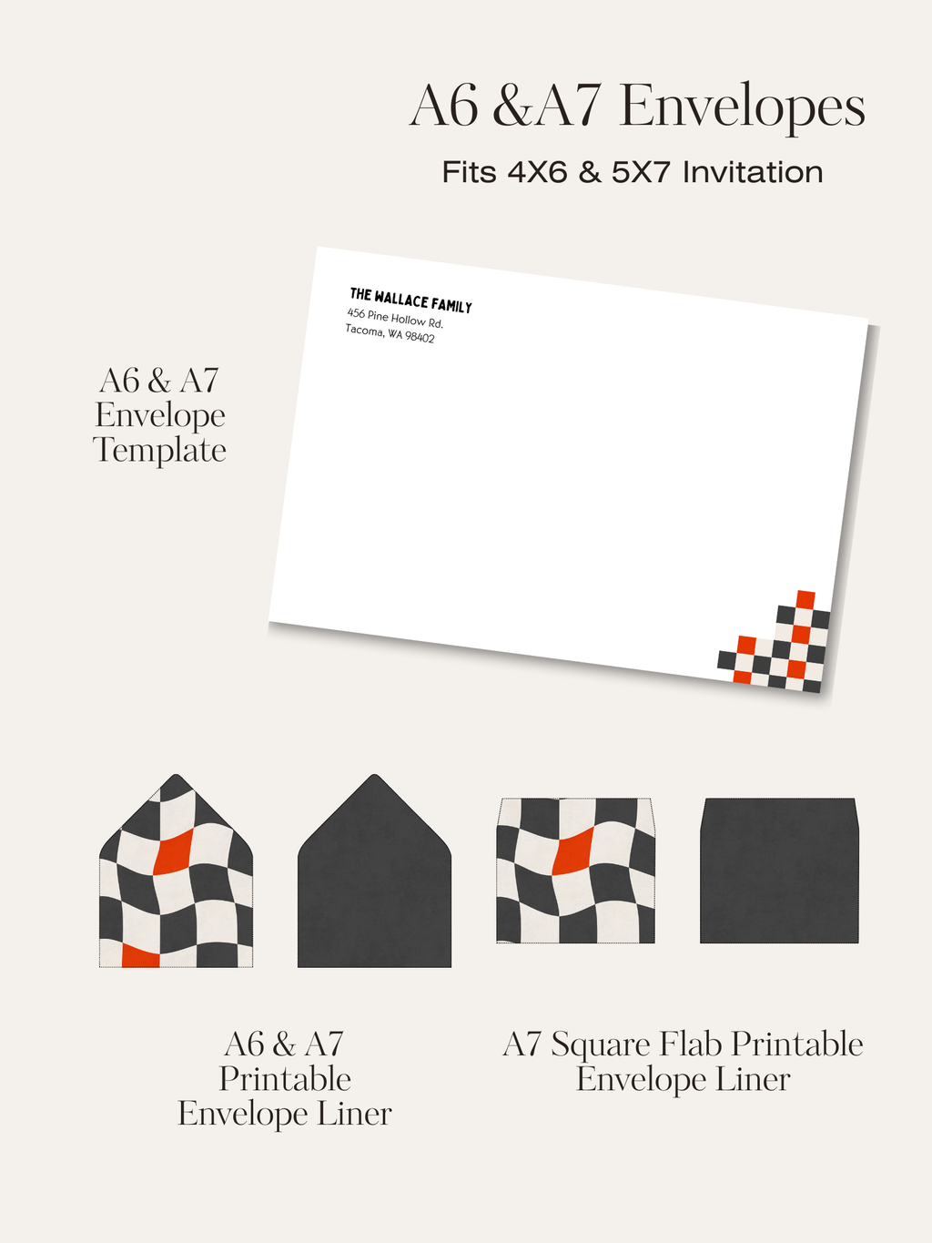 Checkered Invitation Suite | Personalized Digital Download
