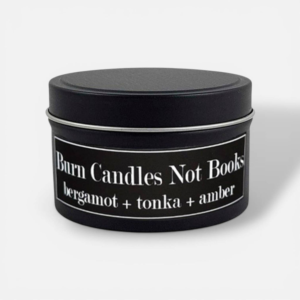 Burn Candles Not Books 4oz Candle - Bergamot + Tonka + Amber