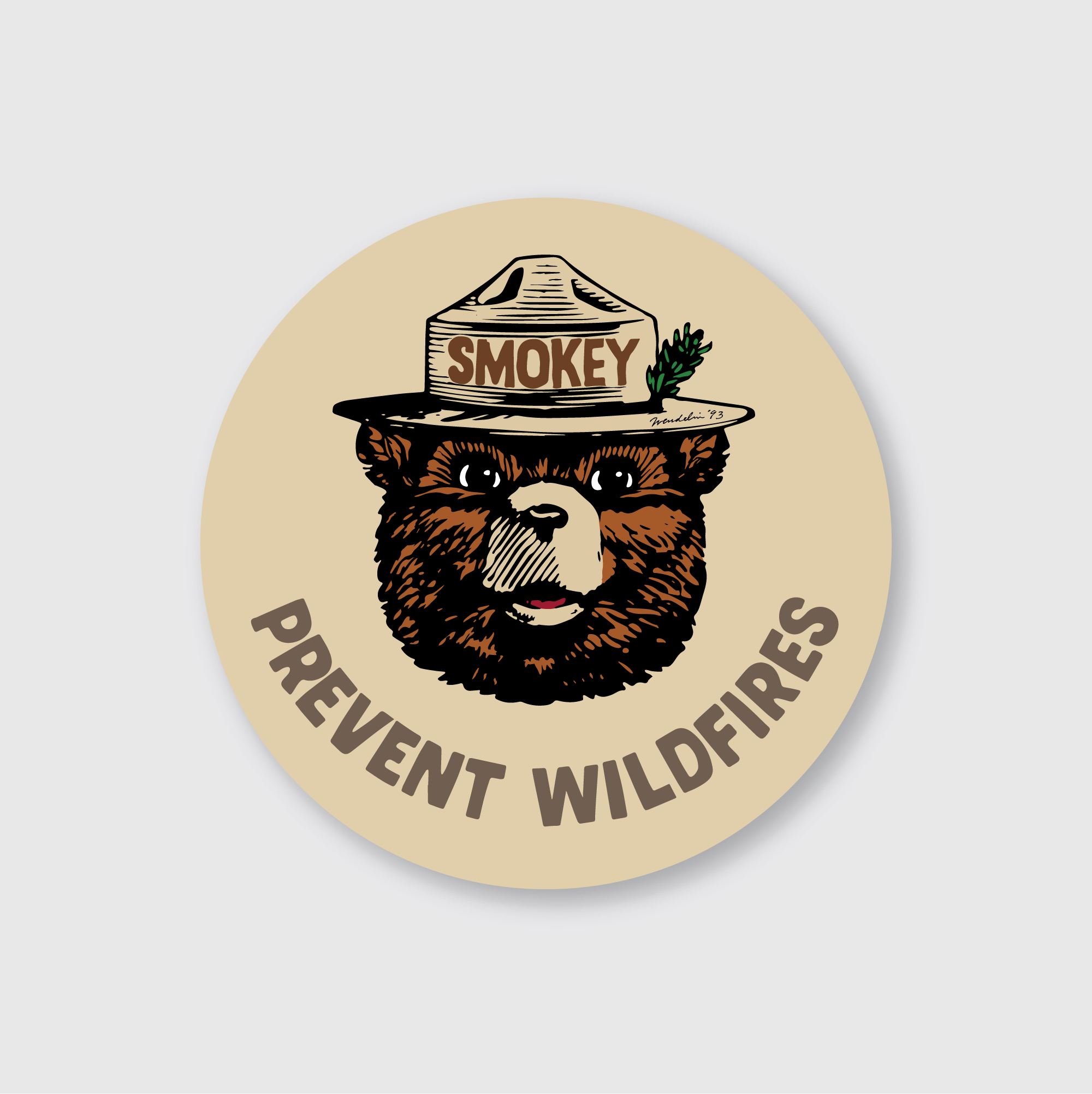 Smokey Bear Prevent Wildfires Badge Sticker