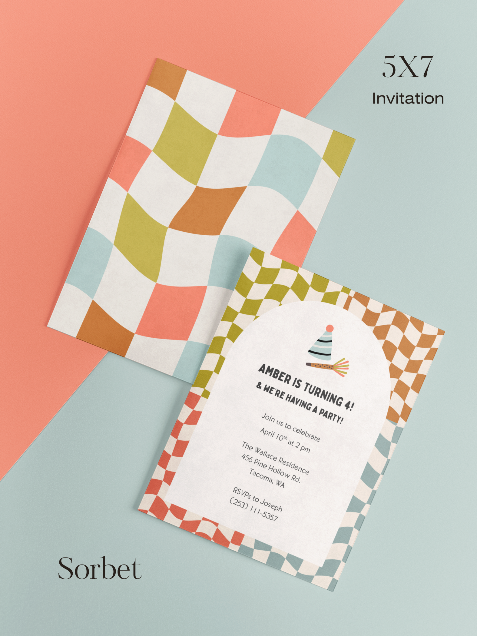 Checkered Invitation Suite | Personalized Digital Download