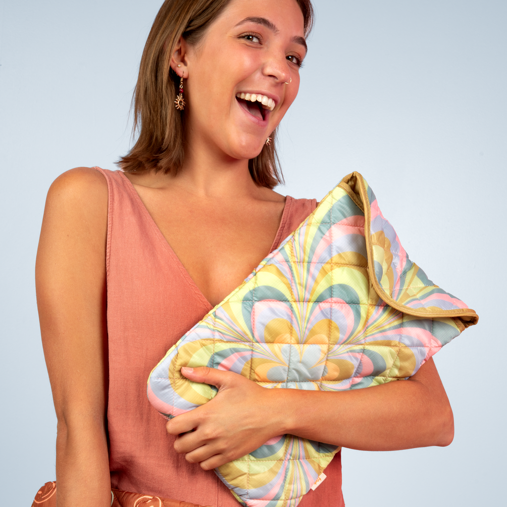 Kaleidoscope Floral Puffy Foldover Laptop Sleeve