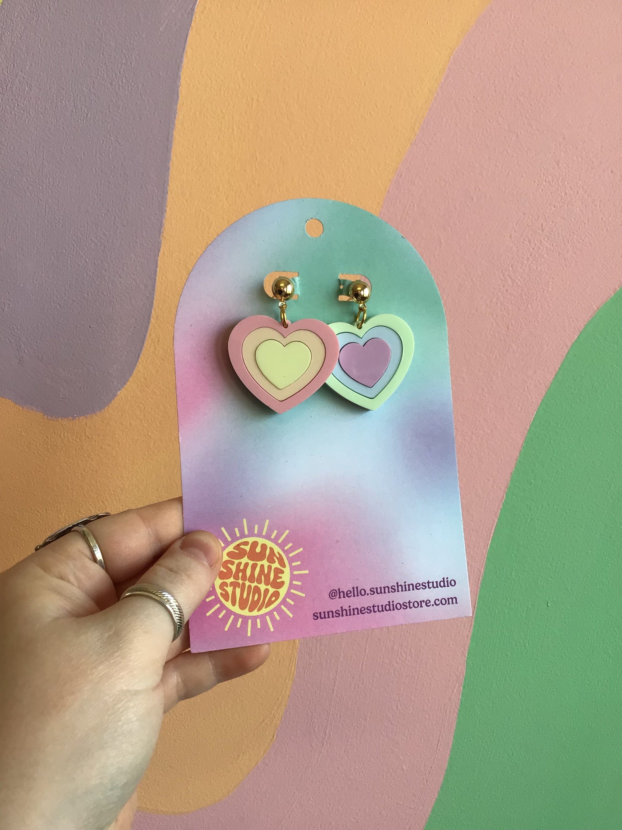 Retro Layered Colorful Heart Earrings