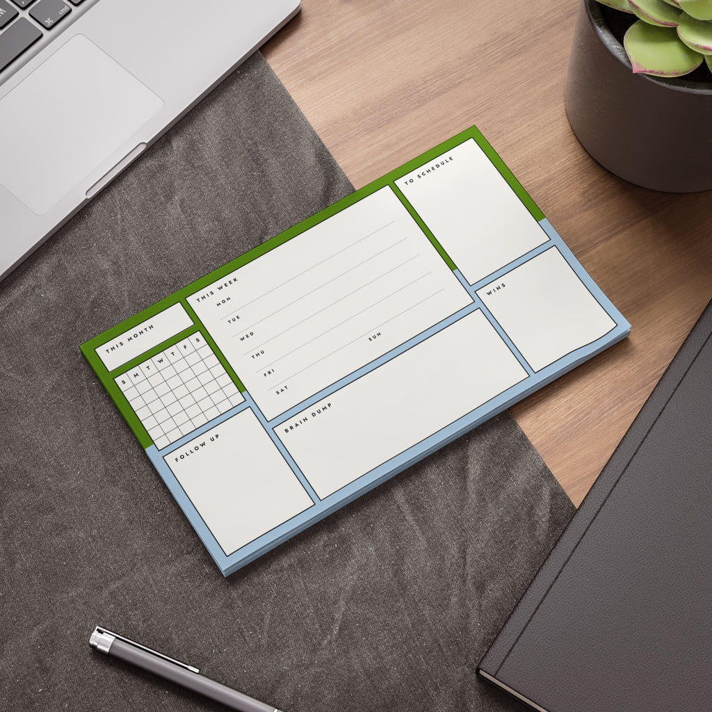 Post-it Note Pad — Weekly Planner & Daily Task Organizer (To-Do, Follow Up, Brain Dump)