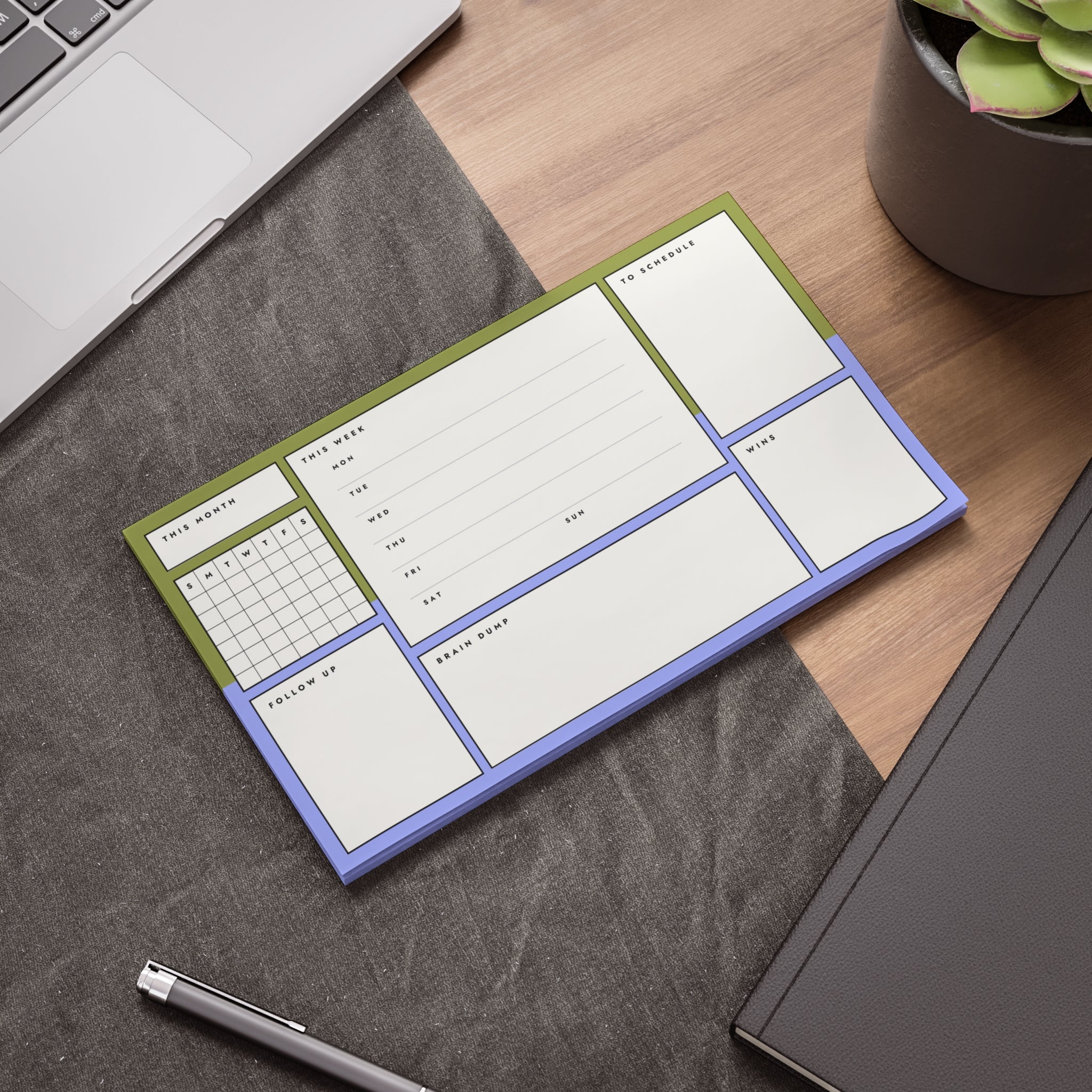 Post-it Note Pad — Weekly Planner & Daily Task Organizer (To-Do, Follow Up, Brain Dump)