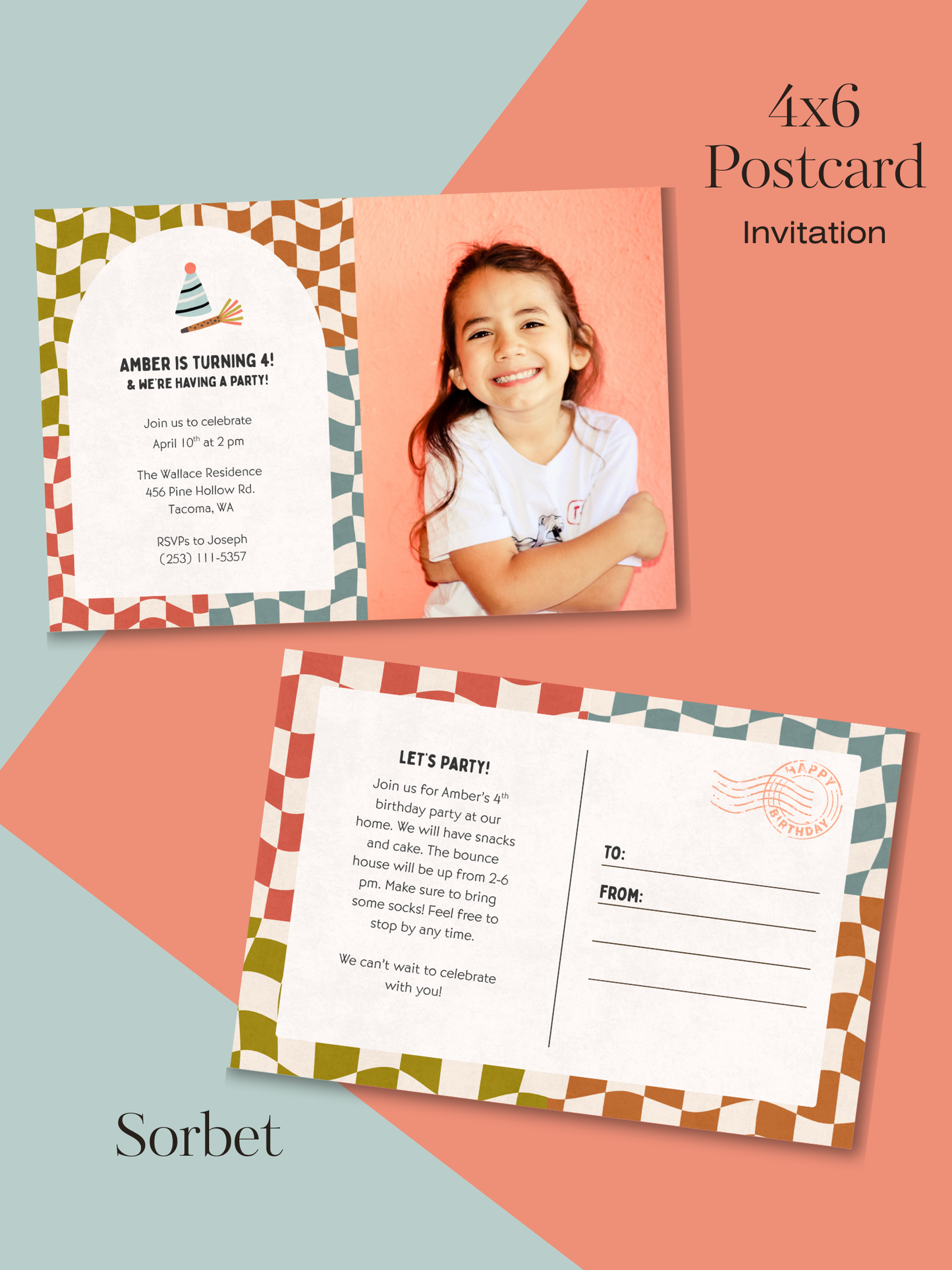 Checkered Invitation Suite | Personalized Digital Download