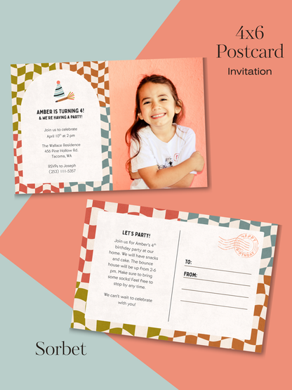 Checkered Invitation Suite | Personalized Digital Download