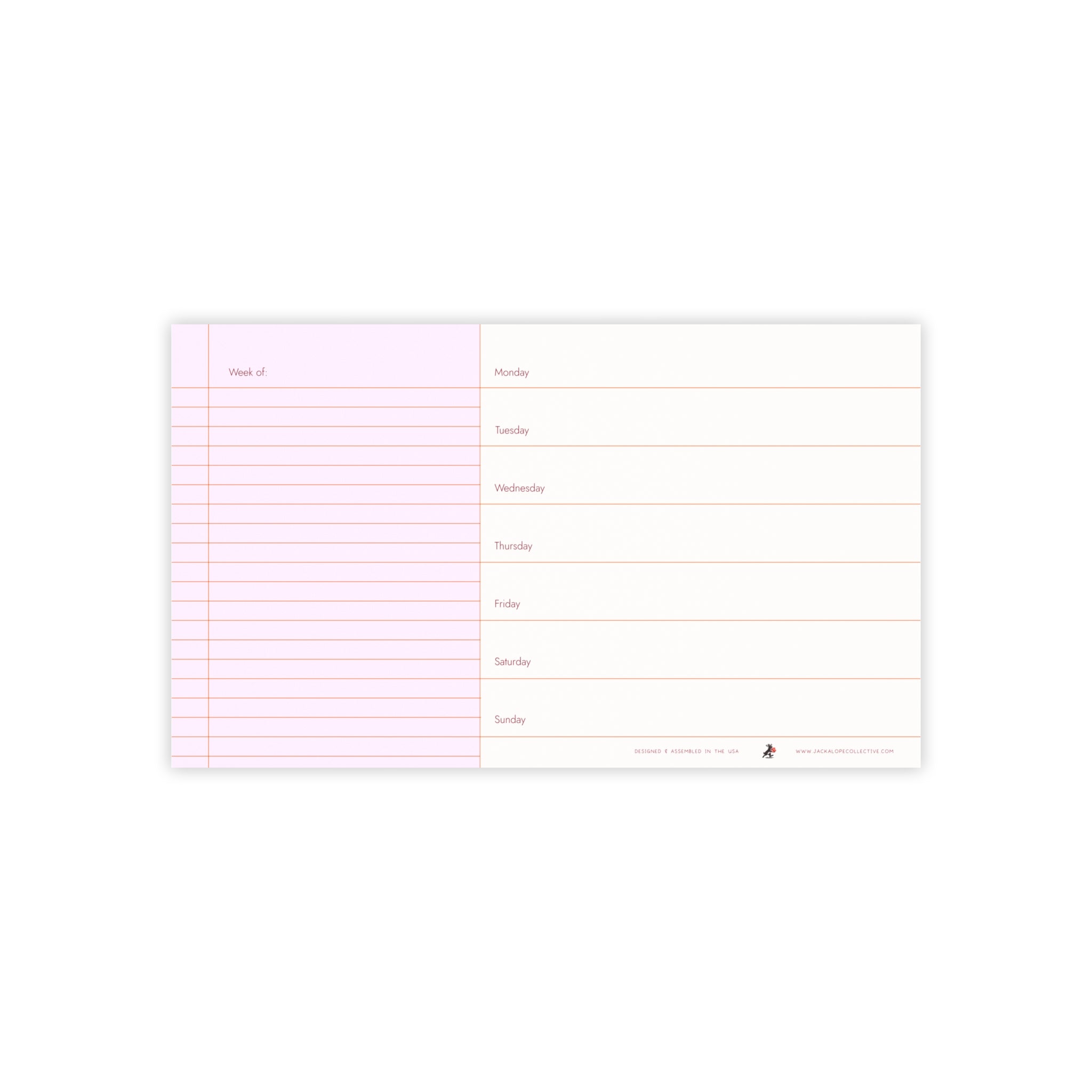 Weekly Planner Note Pad — Peony