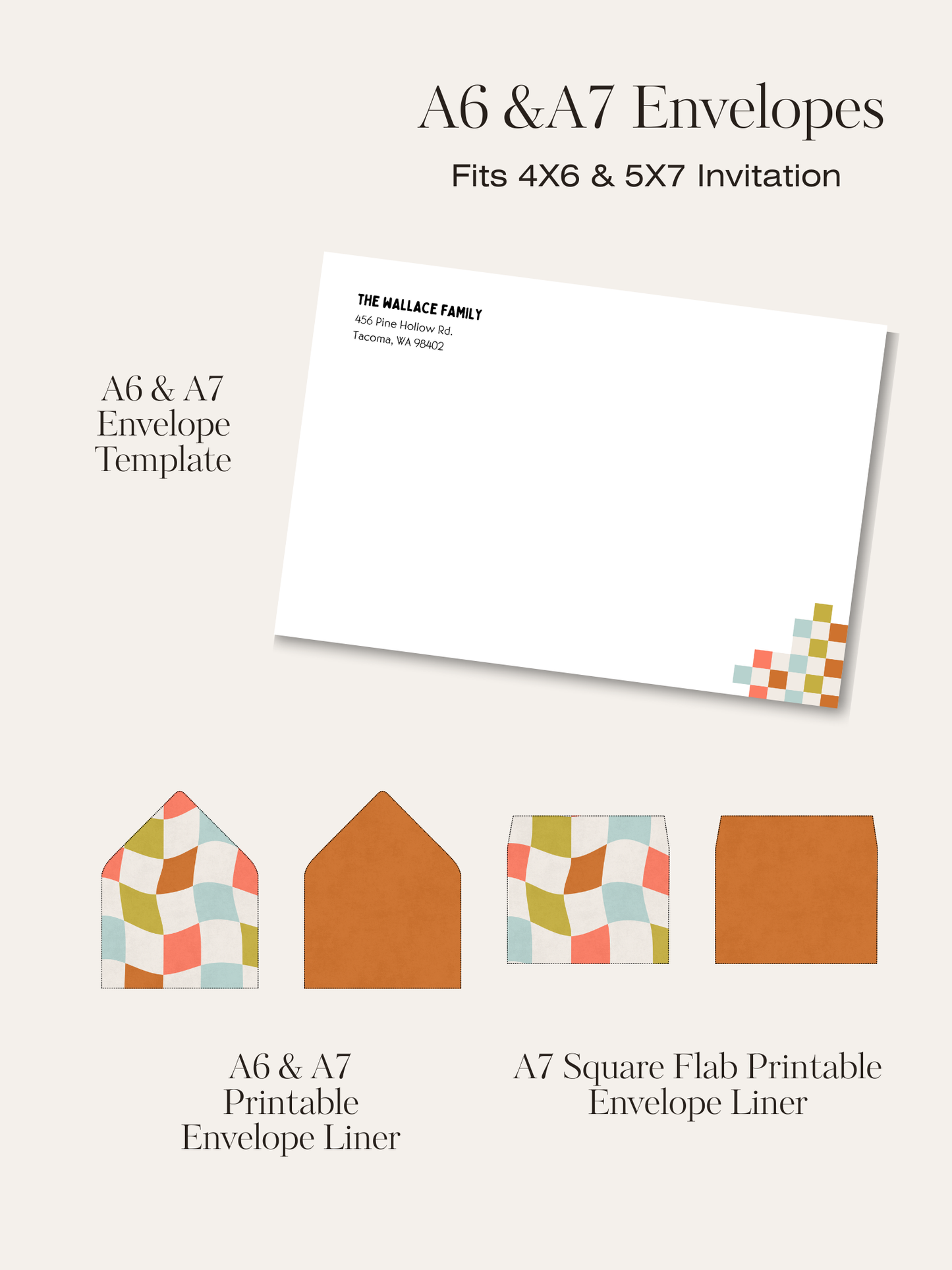 Checkered Invitation Suite | Personalized Digital Download