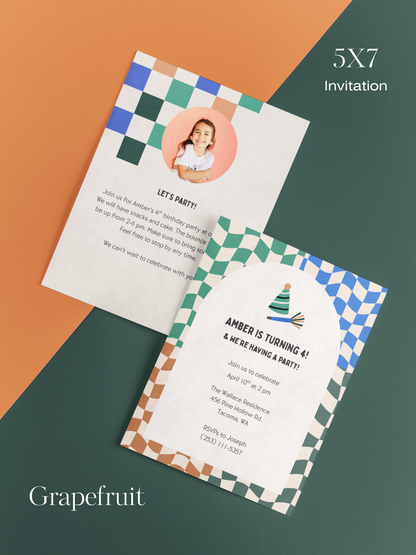 Checkered Invitation Suite | Personalized Digital Download