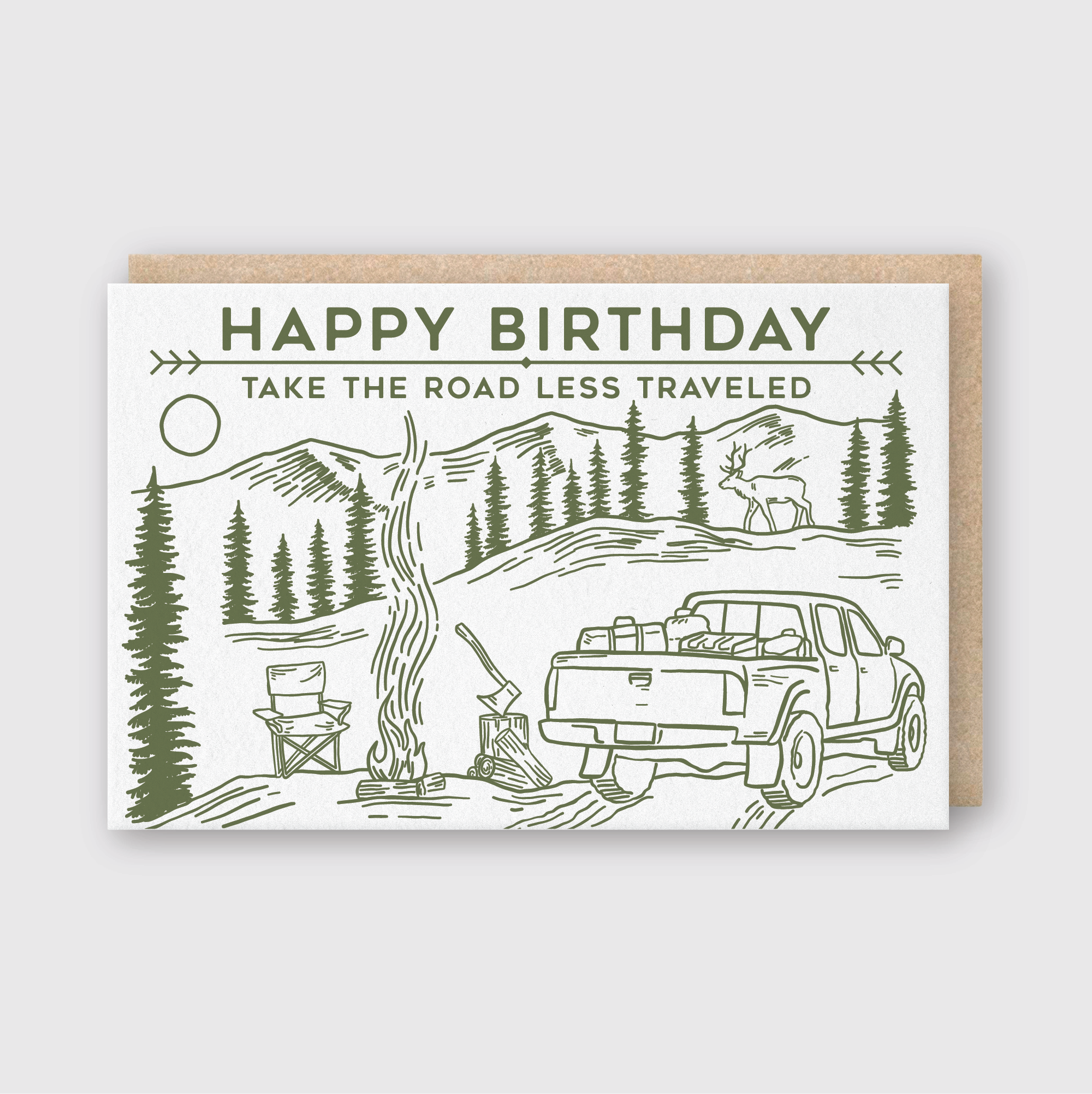 Happy Birthday Road Less Traveled Truck Greeting Card
