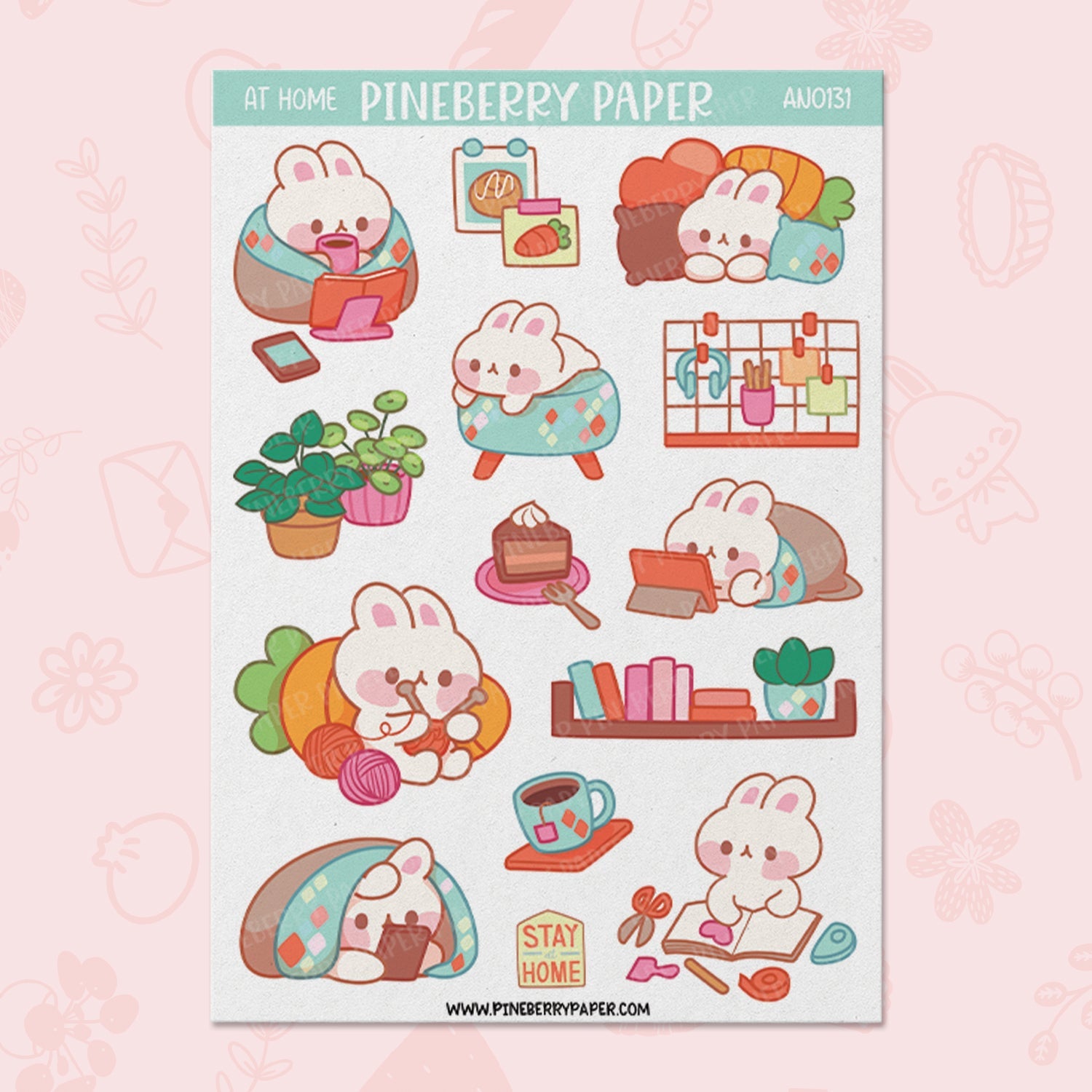 At Home Bunny | Glossy Clear Sticker Sheet