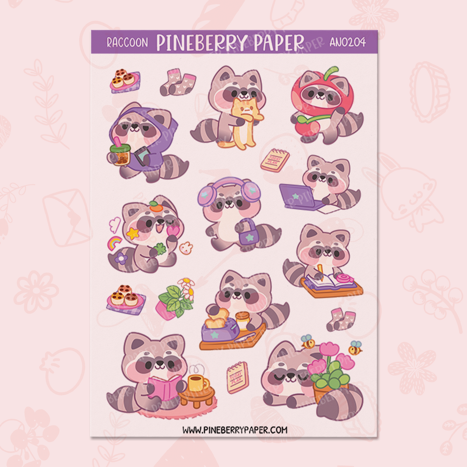 Raccoon | Glossy Clear Sticker Sheets