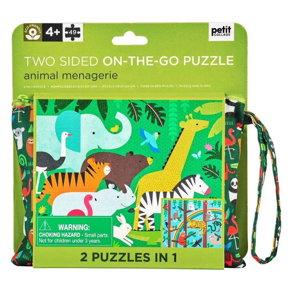 Animal Menagerie "On-the-Go" 49 Piece Double-Sided Jigsaw Puzzle Chronicle