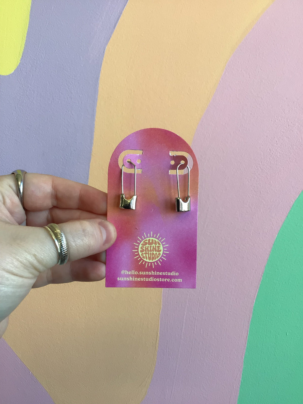 Copper Plated Safety Pin Earrings