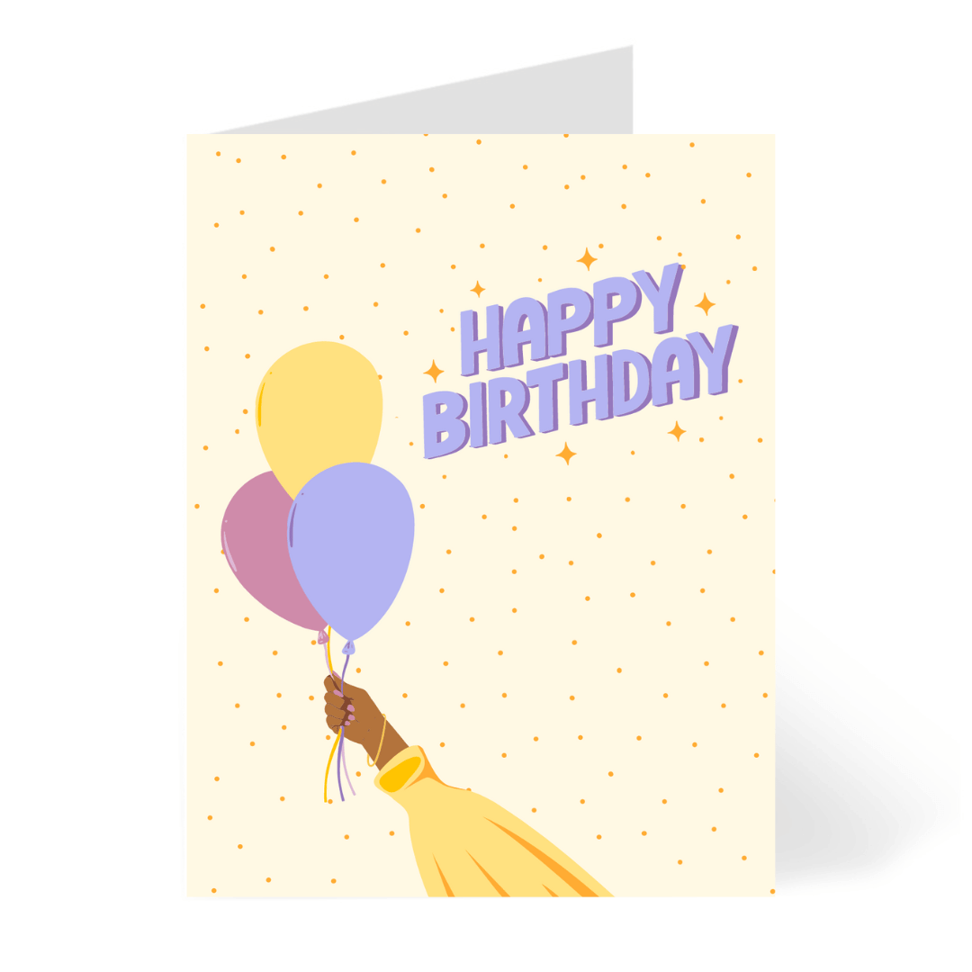 Pastel Balloons Birthday Card | Blank Inside