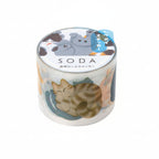 SODA transparent Masking Tape 1.2" Shaped / Rolling Cat