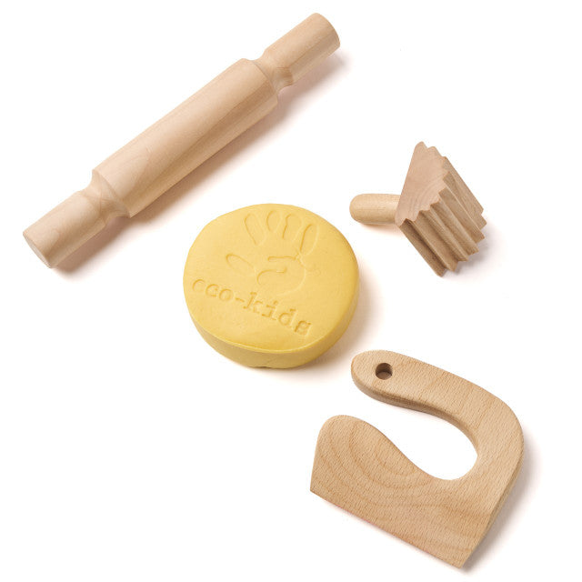 Eco-Dough Wooden Tool Set | 3-Piece All-Natural Birchwood Play Tools