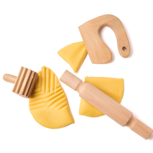 Eco-Dough Wooden Tool Set | 3-Piece All-Natural Birchwood Play Tools