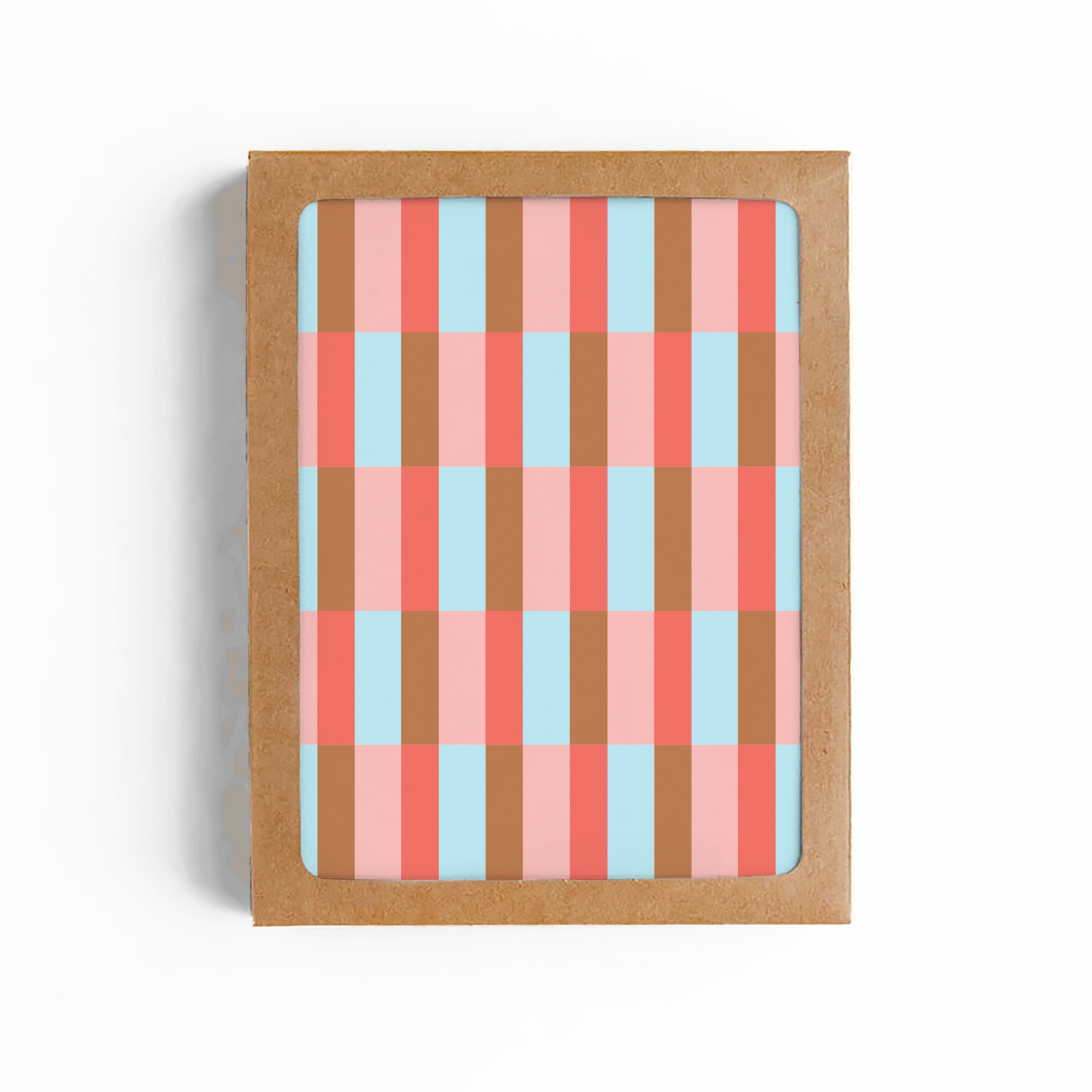 Retro Striped Checkers Card-BOXED SET OF 8