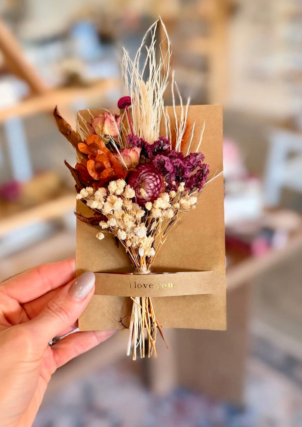 I Love You Mini Bouquet Card | Dried Flower Greeting Card