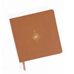 Compass Rose Foil Embossed Marigold Square Linen Notebook