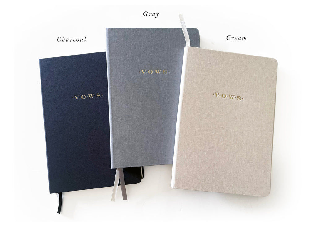 Wedding Vows Foil Embossed Linen Notebook | Neutral Hues