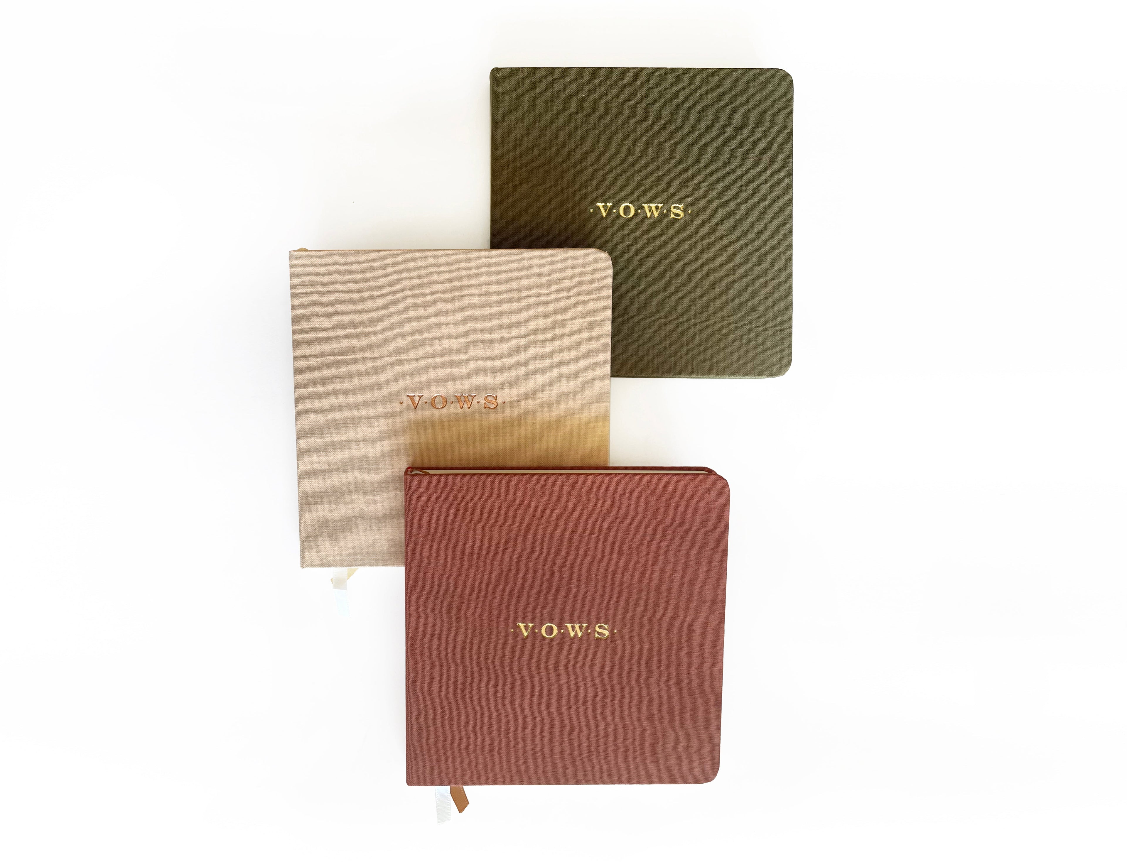 Wedding Vows Foil Embossed Square Linen Notebook | Earth Tones